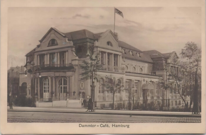 Postkarte vom Dammtor-Café, Hamburg, gestempelt am 16.04.1915