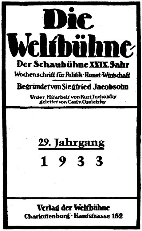 Die Weltbühne, 29. Jahrgang, 1933